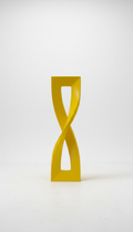Powder-coated metal sculpture in electric yellow